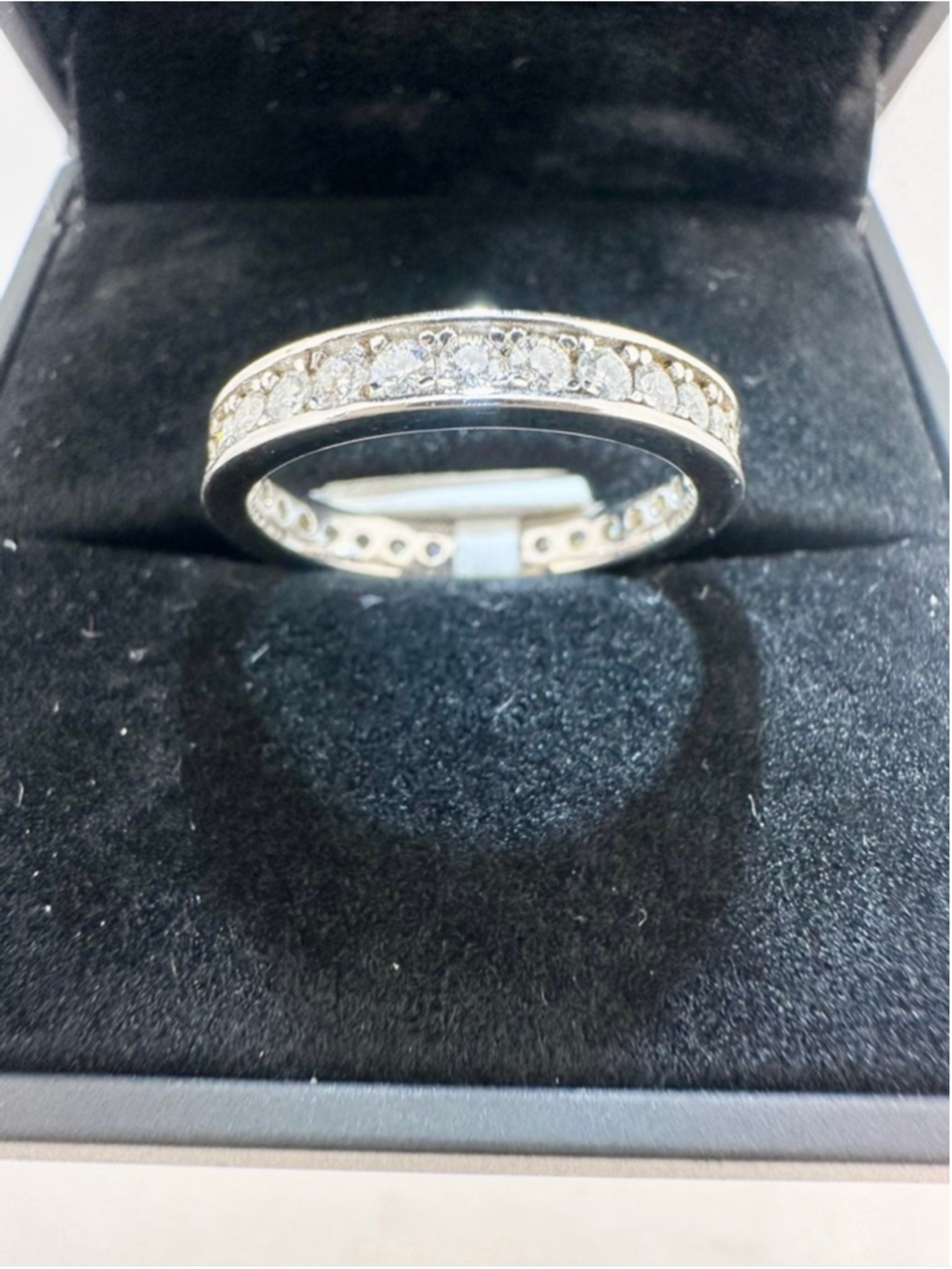 Moissanite Band Channel Set Eternity Ring Wedding Anniversary GRA 18K 925 - Picture 7 of 15